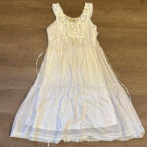 Free People cream crochet beaded dress
